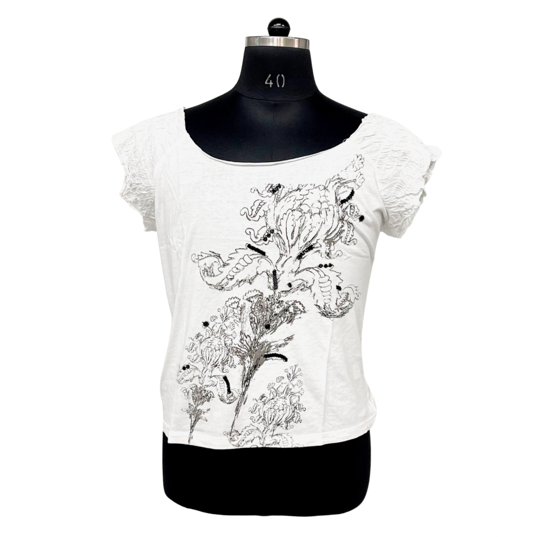 “In Bloom” Top With Sequin Embroidery 100% Cotton