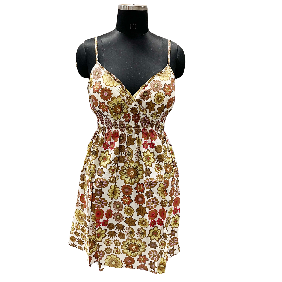 Retro Floral Sundress in Earthy Tones