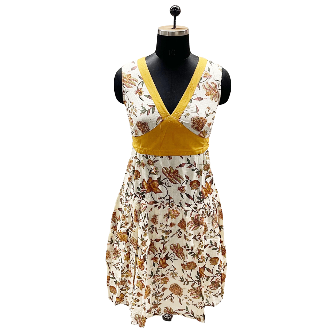Golden Autumn Blossom Empire Dress