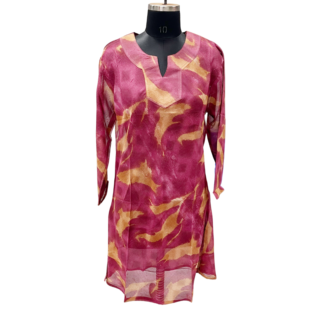 Silk Vibrant Magenta and Gold Tunic