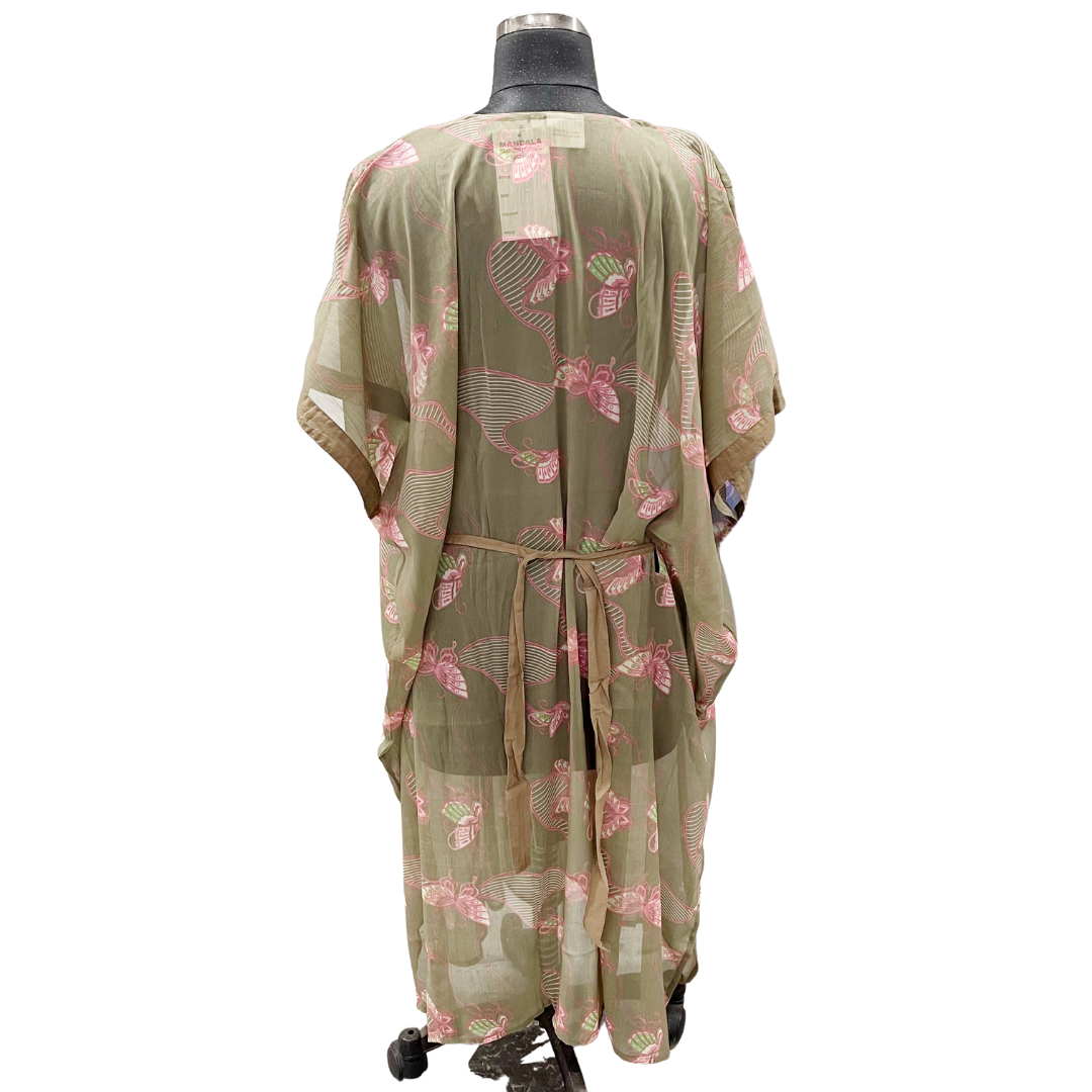 Olive and Pink Sheer Kaftan Dress (Copy)