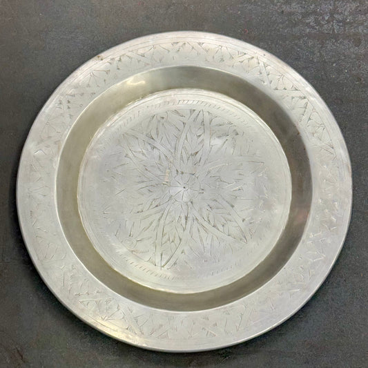 ON DISPLAY ITEM- SILVER HAND CARVED WALL PLATE 45CM